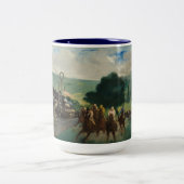 De races op Longchamp - Édouard Manet Tweekleurige Koffiemok (Center)