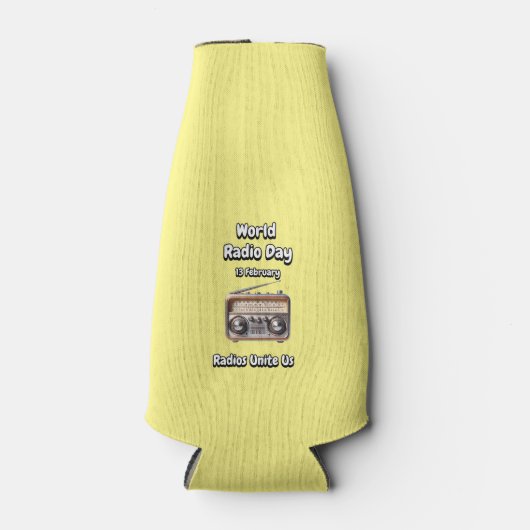 De radio's verenigen ons. Wereldradiodag (WRD). Flesjeskoeler (Voorkant)