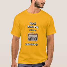 De radio's verenigen ons. Wereldradiodag (WRD). T-shirt
