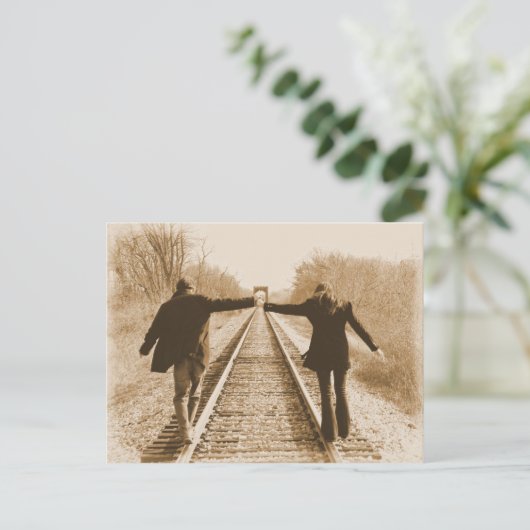 De rails bij elkaar lopen - Briefkaart (Staand voorkant)