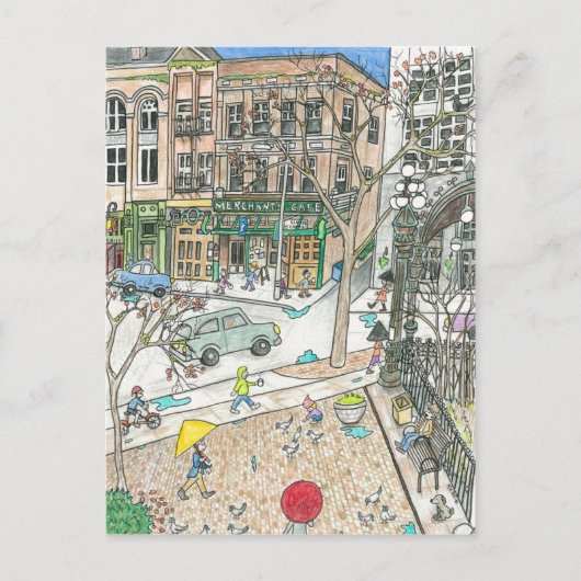 De Rainbogen achtervolgen, het Pioneer-plein, Seat Briefkaart (Voorkant)