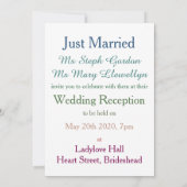 De Rainbow Dove Gay Receptie Uitnodiging (Achterkant)