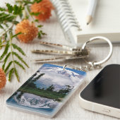 De Rainier van de berg is verbonden met een bergha Sleutelhanger (Voorkant Rechts)