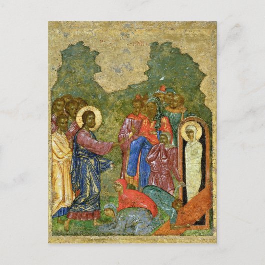 De Raising van Lazarus, Russisch icoon Briefkaart (Voorkant)