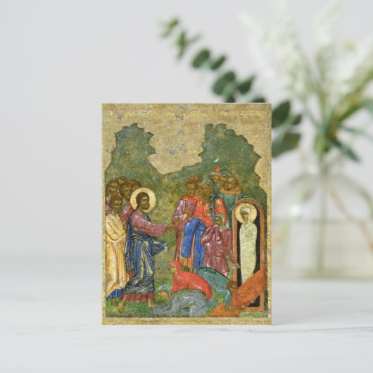 De Raising van Lazarus, Russisch icoon Briefkaart (Staand voorkant)