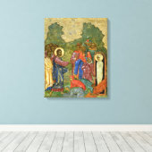 De Raising van Lazarus, Russisch icoon Canvas Afdruk (Insitu (Houten vloer))
