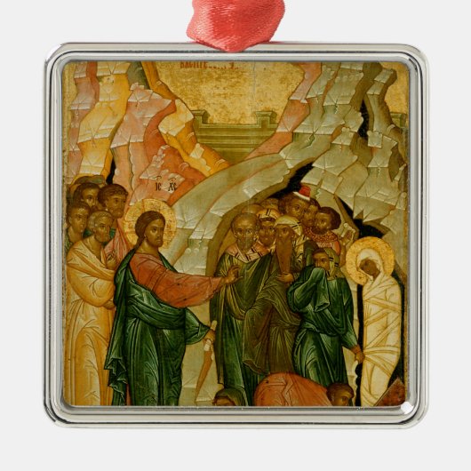 De Raising van Lazarus, Russisch icoon Metalen Ornament (Voorkant)
