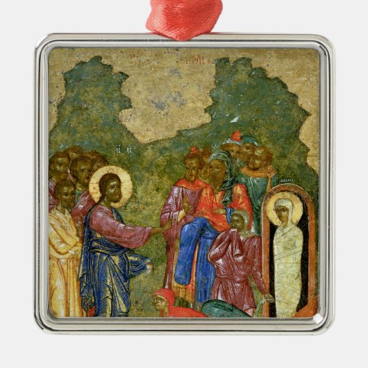 De Raising van Lazarus, Russisch icoon Metalen Ornament (Voorkant)