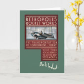 De Raket van Retropolis werkt Wenskaart Kaart (Gele Bloem)