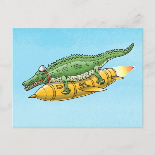 De Raketkrokodil Briefkaart (Voorkant)