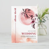 De ranch en de maan Qr code Japandi bruiloft Kaart (Staand voorkant)