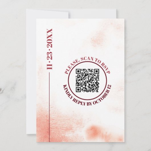 De ranch en de maan Qr code Japandi bruiloft Kaart (Achterkant)