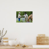 De ranchers schudden de handen over de omheining i poster (Keuken)