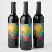 De rand van de dimensie wijn etiket (Flessen)