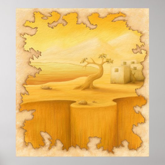 "De Rand van de Wereld" Avontuur Motief Schilderen Poster (Voorkant)