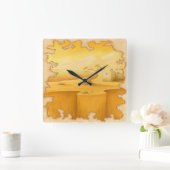 "De Rand van de Wereld" Avontuur Motief Schilderen Vierkante Klok (Huis)