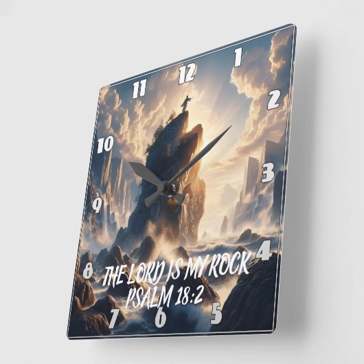 De rand van het bestaan DE HEER IS MIJN ROTS Vierkante Klok (Hoek)