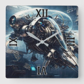 De Raspian Dynamorph Drone AI Art van Xzendor7 Vierkante Klok (Voorkant)