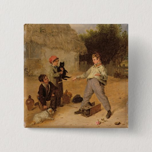 De Rat Trap (olie op het paneel) Vierkante Button 5,1 Cm (Voorkant)