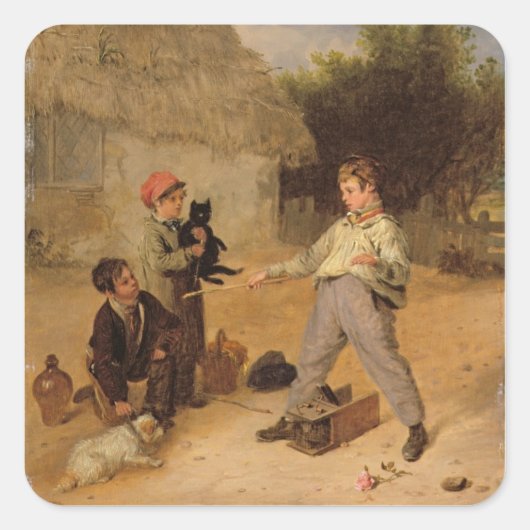 De Rat Trap (olie op het paneel) Vierkante Sticker (Voorkant)