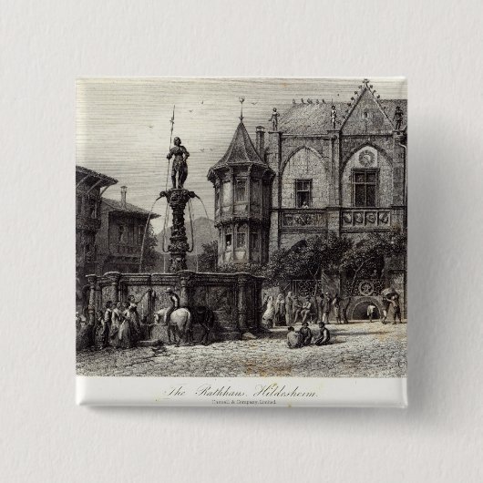 De Rathhaus, Hildesheim Vierkante Button 5,1 Cm (Voorkant)