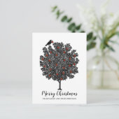 De Raven Bird decorreert de kerstboom Feestdagenkaart (Staand voorkant)