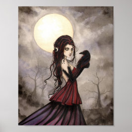 De Raven Gothic Fantasy Woman Wiccan Art Poster
