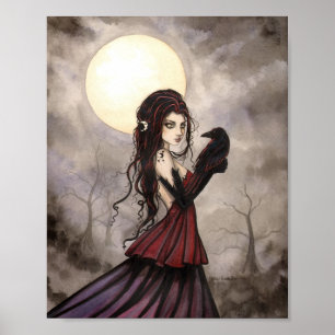 De Raven Gothic Fantasy Woman Wiccan Art Poster