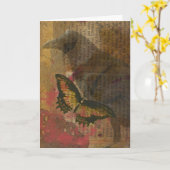 De Raven Grunge Collage Kaart (Gele Bloem)