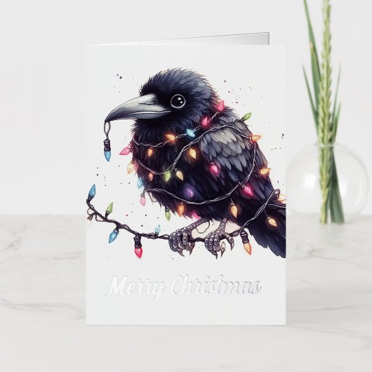 De Raven Kerstmis Folie Feestdagenkaart (Voorkant)