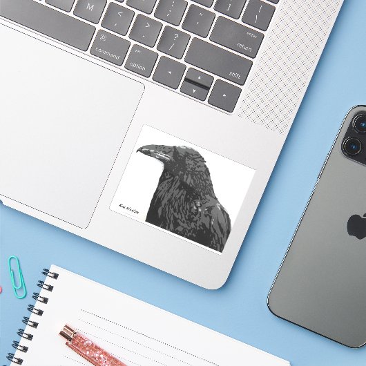 De Raven Sticker (Laptop met iPhone)
