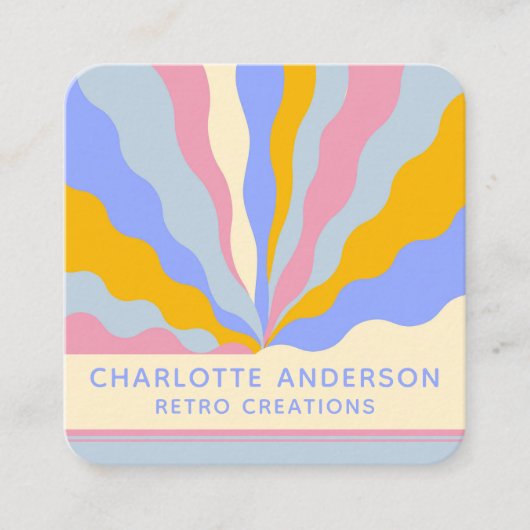 De  Rays Abstracte Trendy naam van Retro Vierkante Visitekaartje (Voorkant)