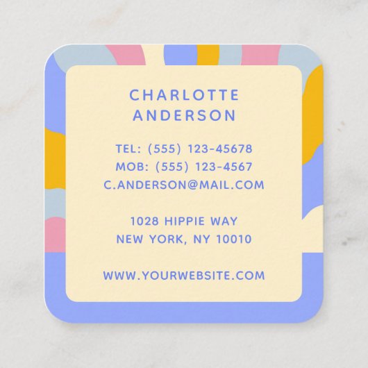 De  Rays Abstracte Trendy naam van Retro Vierkante Visitekaartje (Achterkant)