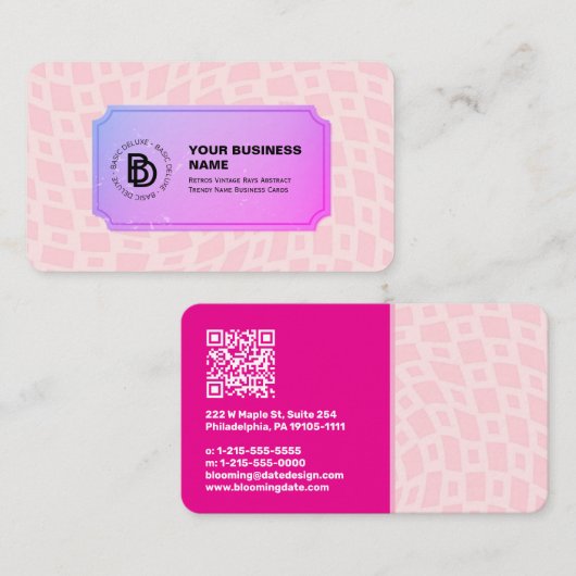 De Rays Abstracte Trendy naam van Retro Visitekaartje (Voorkant / Achterkant)
