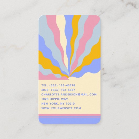 De  Rays Abstracte Trendy naam van Retro Visitekaartje (Achterkant)