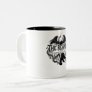 De Reaper gotische typografie & donkere engel kuns Tweekleurige Koffiemok