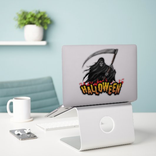 De Reaper van Halloween Sticker (Laptop op bureau)