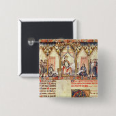 De rechtbank van Alfonso X "de Wise" Vierkante Button 5,1 Cm (Voorkant /achterkant)