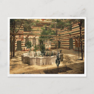 De rechtbank van een huis, Damascus, Heilige Land  Briefkaart