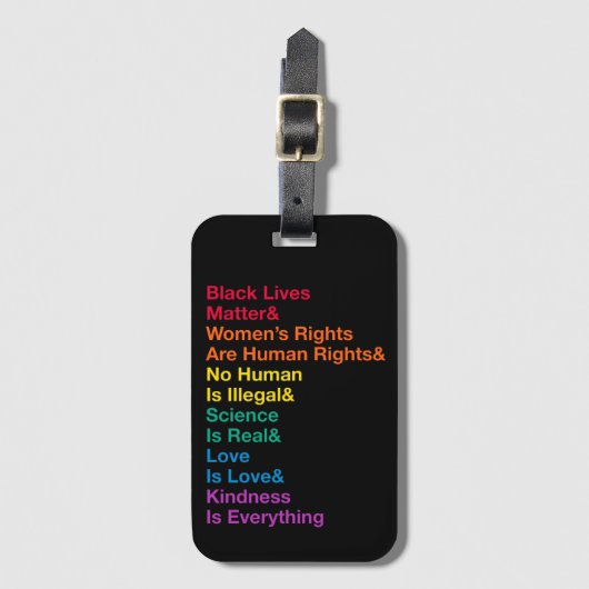 De rechten van de vrouw zijn mensenrechten bagagelabel (Voorkant (verticaal))