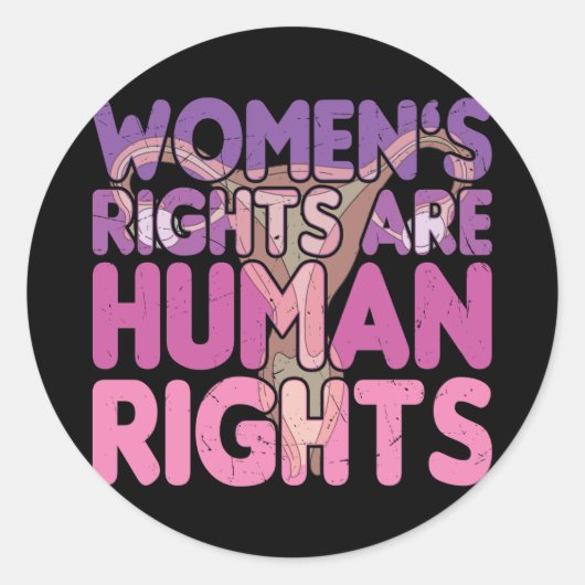 De rechten van de vrouw zijn mensenrechten ronde sticker (Voorkant)