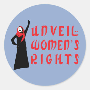 De rechten van moslimvrouwen onthullen ronde sticker