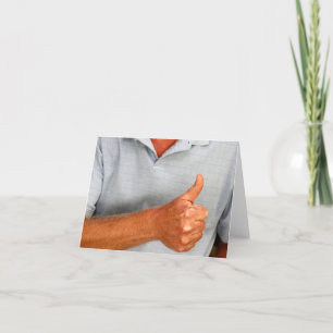 De rechterhand duikt het gebaar van een volwassen  bedankkaart