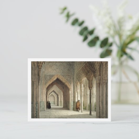 De rechtszaal van Alhambra, Granada, aangestoken Briefkaart (Staand voorkant)