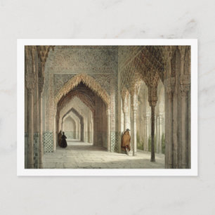 De rechtszaal van Alhambra, Granada, aangestoken Briefkaart