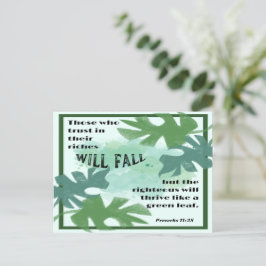 De Rechtvaardige en het Groene Blad Spreuken 11:28 Briefkaart