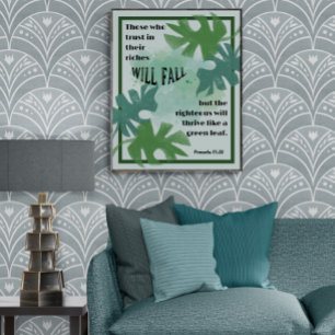 De Rechtvaardige en het Groene Blad Spreuken 11:28 Perfect Poster