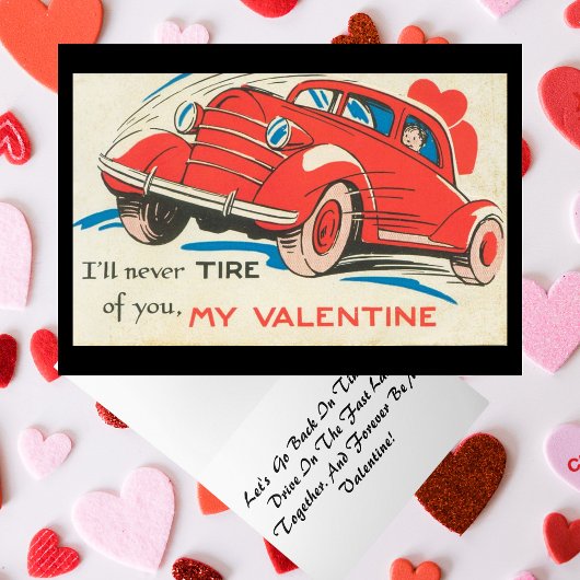 De  Red Classic Car Valentijn uit 1950 Feestdagen Kaart
