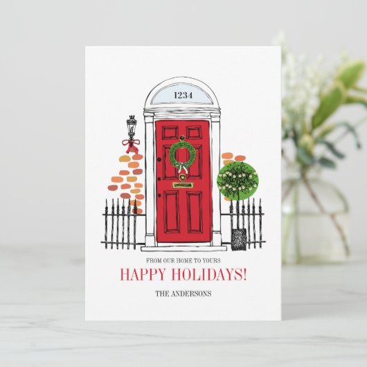 De Red Holiday Kerstdeur Kaart (Staand voorkant)