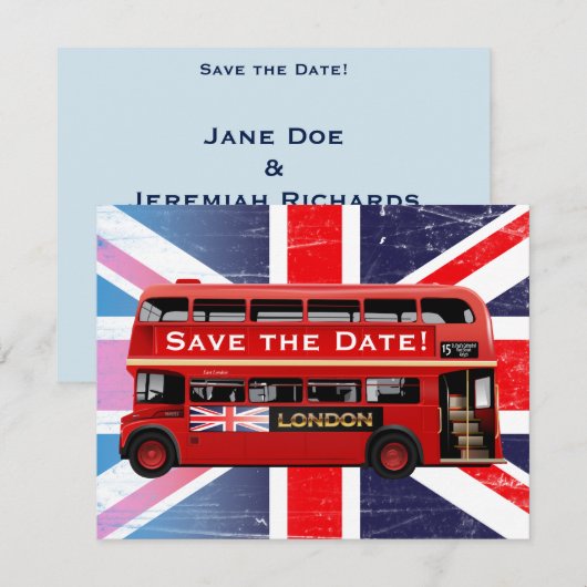 De Red London Double Decker Bus Kaart (Voorkant / Achterkant)